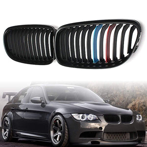 Planet Gates Pair Matte/Gloss Black Car Front Grille For BMW E90 LCI 3-Series Sedan/Wagon 09-11 Racing Grills