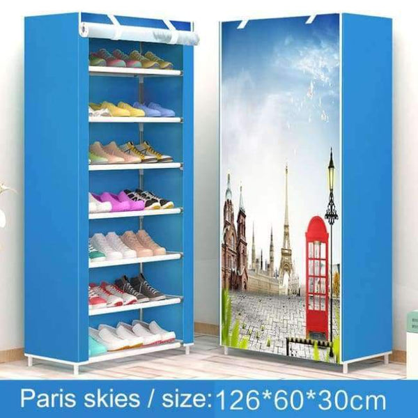 Planet Gates Pairs Skies Shoe rack 8-layer 7-grid Non-woven fabrics large shoes rack stand removable shoe storage for home Living room furniture