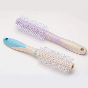 Planet Gates Pale Pink Round Roller Wheat Straw Hair Comb Styling Brush Salon Straight Curly Wavy Hairbrush Massage Beauty Hair Care Tool