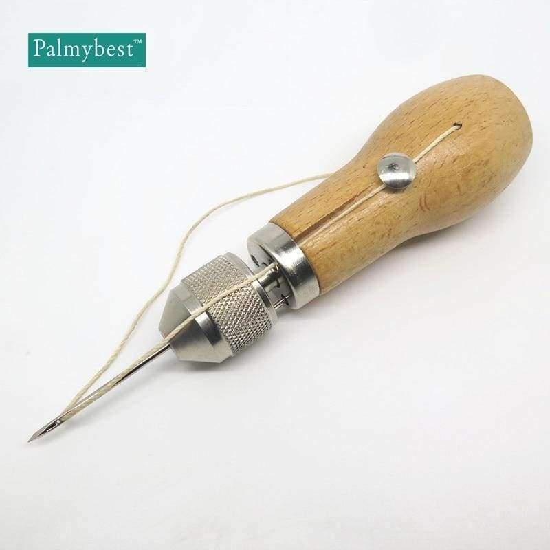 Planet Gates Palmybest Carving Wax Line Wooden Handle Sewing Awl Stitcher Leather Canvas Tent Sewing Needle Craft DIY hand-stitched Tools