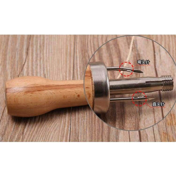 Planet Gates Palmybest Carving Wax Line Wooden Handle Sewing Awl Stitcher Leather Canvas Tent Sewing Needle Craft DIY hand-stitched Tools
