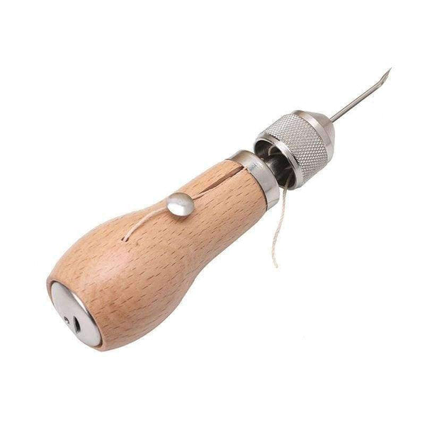 Planet Gates Palmybest Carving Wax Line Wooden Handle Sewing Awl Stitcher Leather Canvas Tent Sewing Needle Craft DIY hand-stitched Tools
