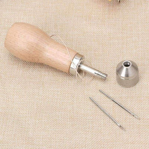 Planet Gates Palmybest Carving Wax Line Wooden Handle Sewing Awl Stitcher Leather Canvas Tent Sewing Needle Craft DIY hand-stitched Tools