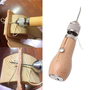 Planet Gates Palmybest Carving Wax Line Wooden Handle Sewing Awl Stitcher Leather Canvas Tent Sewing Needle Craft DIY hand-stitched Tools