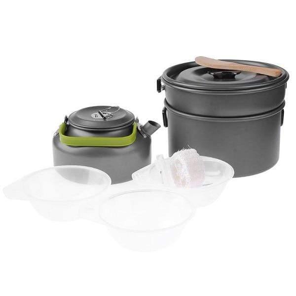 Planet Gates Pan Set 9 In 1 Picnic Bowl Pot Pan Set Non-stick Pots Pans Bowls Cups Portable Aluminum Alloy Camping Hiking Tableware Cookware Travel