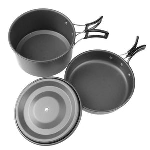 Planet Gates Pan Set 9 In 1 Picnic Bowl Pot Pan Set Non-stick Pots Pans Bowls Cups Portable Aluminum Alloy Camping Hiking Tableware Cookware Travel