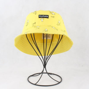 Planet Gates Panama Bucket Hat Men Women Summer Bucket Cap Banana Print Yellow Hat Bob Hat Hip Hop Gorros Fishing Fisherman Hat