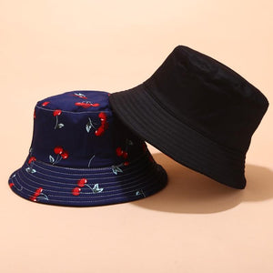 Planet Gates Panama Bucket Hats Women Men Reversible Fruit Banana Watermelon Cherry Print Fisherman Hat Casual Harajuku Hip Hop Bucket Cap