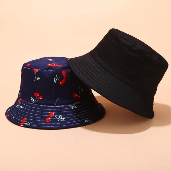 Planet Gates Panama Bucket Hats Women Men Reversible Fruit Banana Watermelon Cherry Print Fisherman Hat Casual Harajuku Hip Hop Bucket Cap