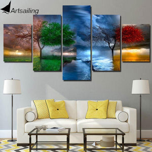 Planet Gates Panel Painting Print Painting Canvas Art Red Tree Scenery Modular Pictures Large Wall Pictures For Living Room