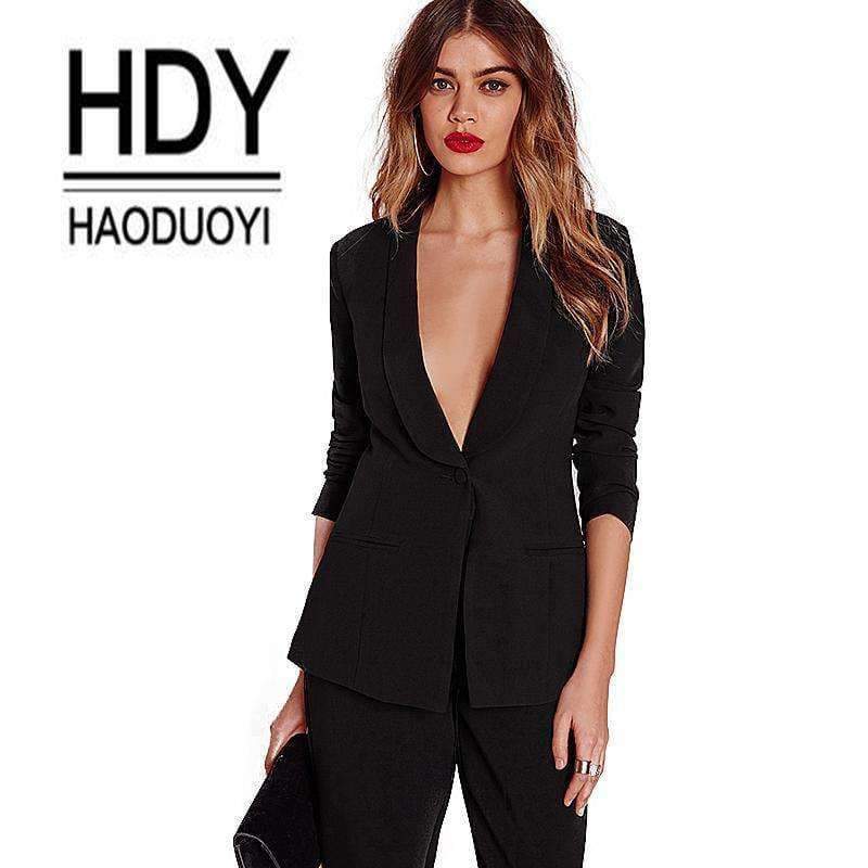Planet Gates pant suits set / S Black Office pants Suit set  Female Casual Slim Elegant Women's Suits Coat V Neck Sexy Chic Set Suit Blazer or pants