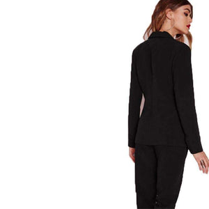 Planet Gates pant suits set / S Black Office pants Suit set  Female Casual Slim Elegant Women's Suits Coat V Neck Sexy Chic Set Suit Blazer or pants