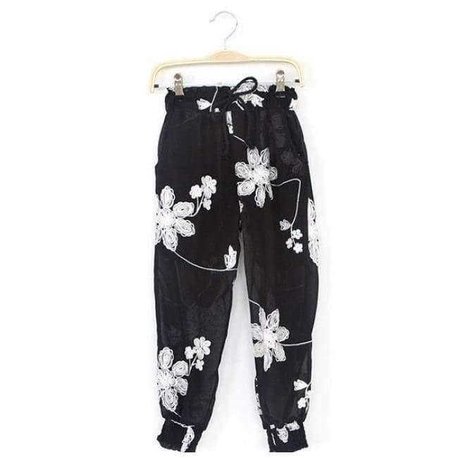 Planet Gates Kids Fashion Girls Clothing Sets 2 pcs White Lace Blouse Top & Black Flowers Pants Set for Teenage Girls Clothes Set