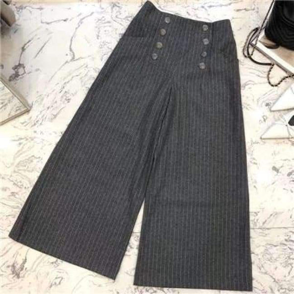 Planet Gates pants / S Women pants sets 2018 autumn long sleeve jacket and wide leg pants suits women striped sets