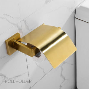 Planet Gates paper holder Bathroom Accessories Set 304 Stainless Steel Toilet Paper Holder Toilet Brush Holder Wall Mounted Brushed Bathroom Hardware