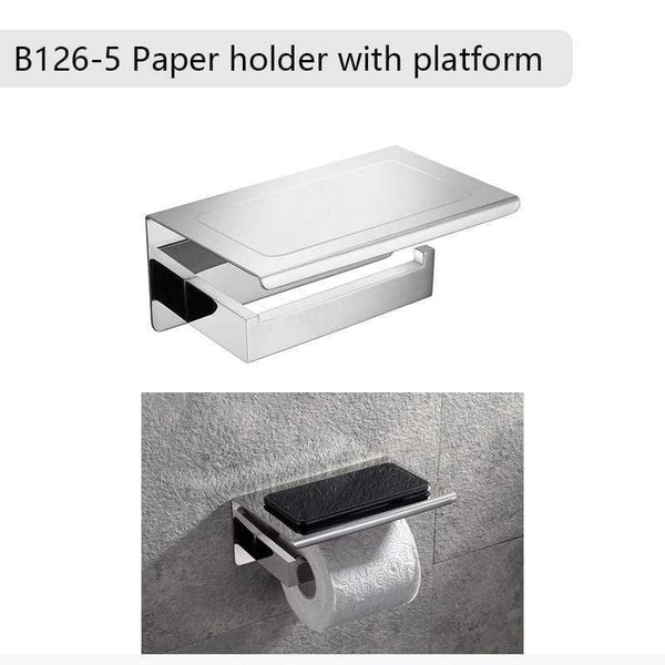 Planet Gates Paper holder plus Stainless Steel Bathroom Hardware Set Mirror Chrome Polished Towel Rack Toilet Paper Holder Towel Bar Hook Bathroom Accessories