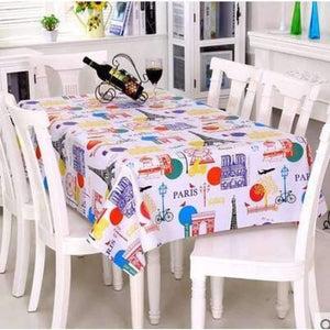 Planet Gates paris / 137x137cm PVC TableCloth Waterproof Rectangular Plastic Picnic Cloth for Tea Table Home Textile Fashion Love Festive Red MJ033