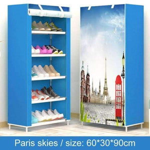 Planet Gates Paris sky Shoe cabinet 6-layer 5-grid Non-woven fabrics large shoe rack organizer removable shoe storage for home furniture