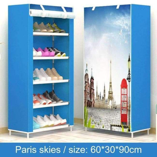 Planet Gates Paris sky Shoe cabinet 6-layer 5-grid Non-woven fabrics large shoe rack organizer removable shoe storage for home furniture