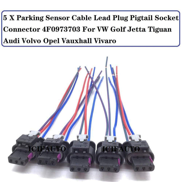 Planet Gates Parking Sensor Cable Lead Plug Pigtail Socket Connector 4F0973703 For VW Golf Jetta Tiguan Audi Volvo Opel Vauxhall Vivaro