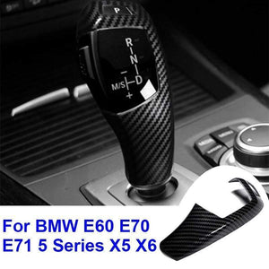 Parts Gear Shift Knob Cover Tool ABS For BMW E60 E70 E71 5 Series X5 X6 Carbon Fiber