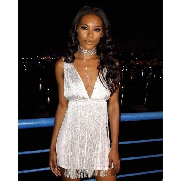 Planet Gates Party Dresses Women White Elegant Evening Spaghetti Strap Sexy Dress V Neck Backless Mini Summer Dress Vestido