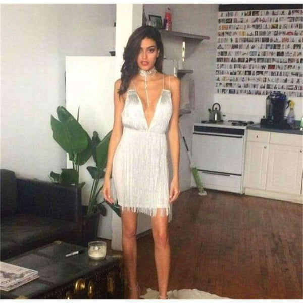 Planet Gates Party Dresses Women White Elegant Evening Spaghetti Strap Sexy Dress V Neck Backless Mini Summer Dress Vestido