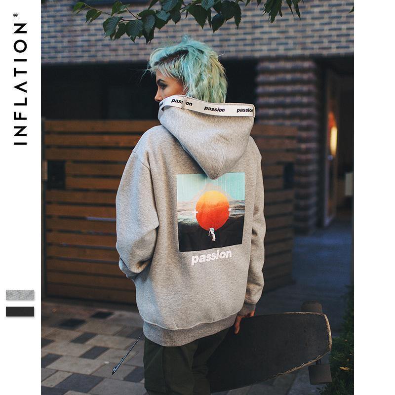 Planet Gates Passio Letter Printed Drawstring Hoodies Streetwear Hip Hop Hoody Mens Hoodies and Sweatshirts High Street