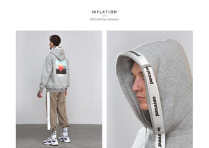 Planet Gates Passio Letter Printed Drawstring Hoodies Streetwear Hip Hop Hoody Mens Hoodies and Sweatshirts High Street