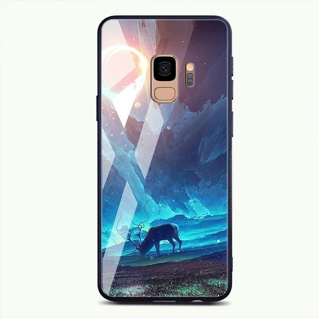 Planet Gates TOMKAS Tempered Glass Case For Samsung Galaxy S9 S9 Plus Silicone Coque Patterned Phone Cover Cases For Samsung Galaxy Note 9 8