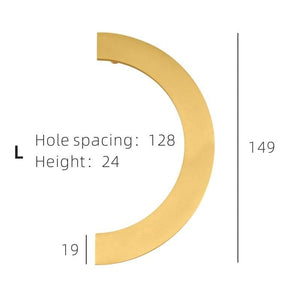 Planet Gates PB-L Brass Furniture Handles Modern Light Luxury Semi Circle Pulls Wardrobe Dresser Cupboard Cabinet Drawer Half Moon Knobs