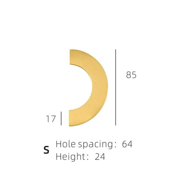 Planet Gates PB-S Brass Furniture Handles Modern Light Luxury Semi Circle Pulls Wardrobe Dresser Cupboard Cabinet Drawer Half Moon Knobs