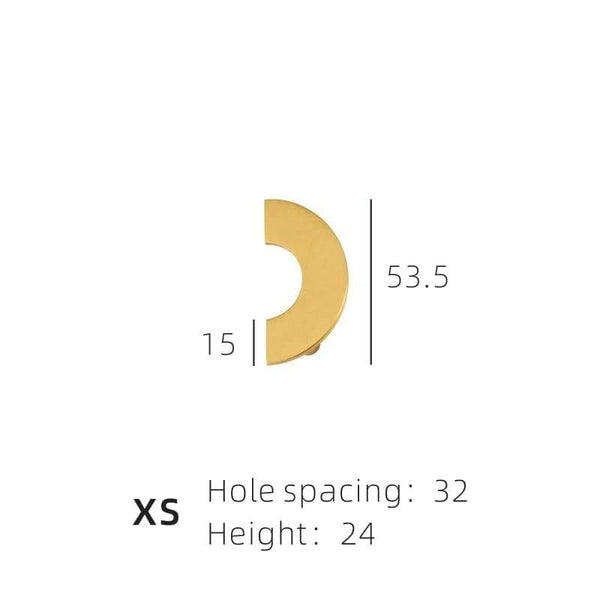 Planet Gates PB-XS Brass Furniture Handles Modern Light Luxury Semi Circle Pulls Wardrobe Dresser Cupboard Cabinet Drawer Half Moon Knobs