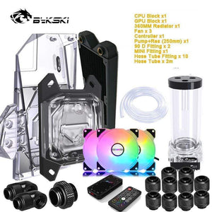 Planet Gates PC Split Water Cooling Kit Soft Tube,CPU+GPU Cooler Hose Set,Block+Pump Reservoir +Radiator+Fitting+Tube+Fans+Controller