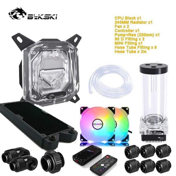 Planet Gates PC Split Water Cooling Kit Soft Tube,CPU+GPU Cooler Hose Set,Block+Pump Reservoir +Radiator+Fitting+Tube+Fans+Controller