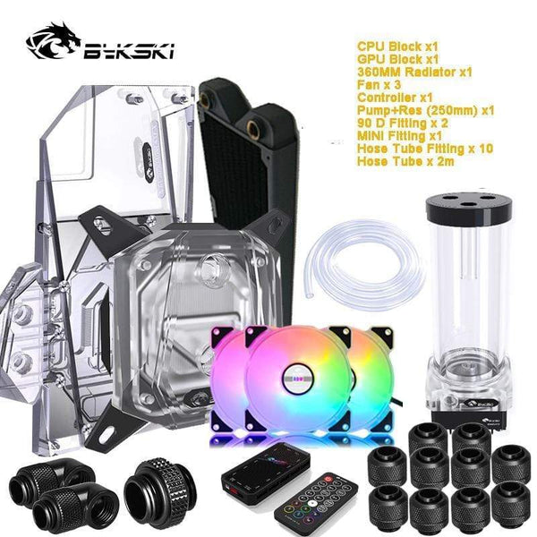 Planet Gates PC Split Water Cooling Kit Soft Tube,CPU+GPU Cooler Hose Set,Block+Pump Reservoir +Radiator+Fitting+Tube+Fans+Controller