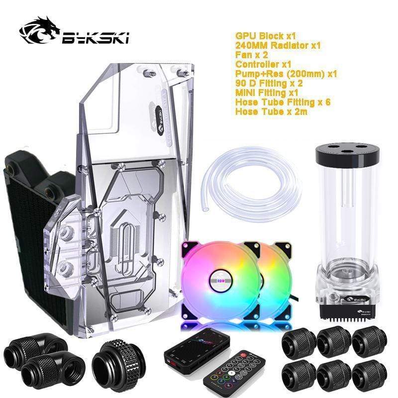 Planet Gates PC Split Water Cooling Kit Soft Tube,CPU+GPU Cooler Hose Set,Block+Pump Reservoir +Radiator+Fitting+Tube+Fans+Controller