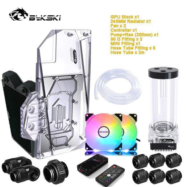 Planet Gates PC Split Water Cooling Kit Soft Tube,CPU+GPU Cooler Hose Set,Block+Pump Reservoir +Radiator+Fitting+Tube+Fans+Controller