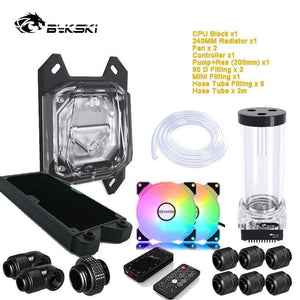 Planet Gates PC Split Water Cooling Kit Soft Tube,CPU+GPU Cooler Hose Set,Block+Pump Reservoir +Radiator+Fitting+Tube+Fans+Controller