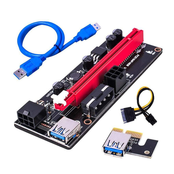 Planet Gates PCI-E Riser 6Pcs/Pack USB 3.0 Pci-E Riser Ver 009S Express 1X To 16X Extender Riser Adapter 15 to 6 Pin Power Cable