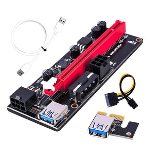 Planet Gates PCI-E Riser 6Pcs/Pack USB 3.0 Pci-E Riser Ver 009S Express 1X To 16X Extender Riser Adapter 15 to 6 Pin Power Cable