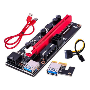 Planet Gates PCI-E Riser 6Pcs/Pack USB 3.0 Pci-E Riser Ver 009S Express 1X To 16X Extender Riser Adapter 15 to 6 Pin Power Cable