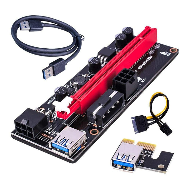 Planet Gates PCI-E Riser 6Pcs/Pack USB 3.0 Pci-E Riser Ver 009S Express 1X To 16X Extender Riser Adapter 15 to 6 Pin Power Cable