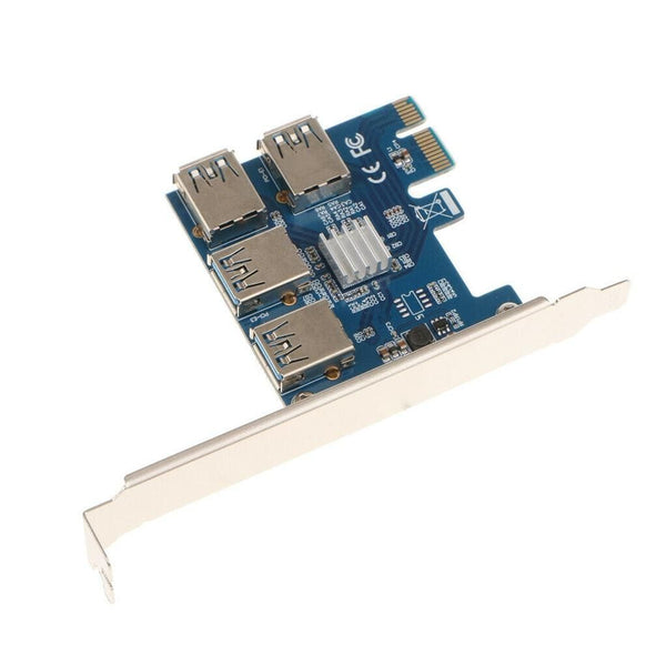 Planet Gates PCI-E to PCI-E Adapter 1 Turn 4 PCI-Express Slot 1x to 16x USB 3.0 Mining Special Riser Card PCIe Converter for BTC Miner Mining