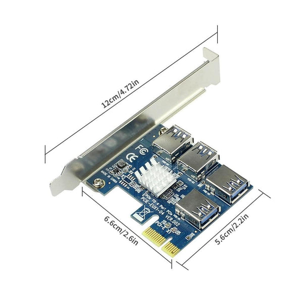 Planet Gates PCI-E to PCI-E Adapter 1 Turn 4 PCI-Express Slot 1x to 16x USB 3.0 Mining Special Riser Card PCIe Converter for BTC Miner Mining