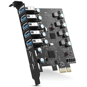 Planet Gates PCI-E to USB 3.0 7-Port Expansion Card, PCI Express USB 3.2 Add in Card, Internal USB3 Hub Converter for Desktop PC