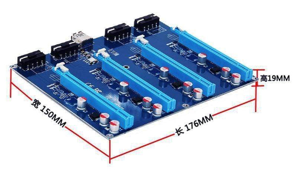 Planet Gates PCI-Express PCIe 1 to 4 PCI express 16X slots Riser Card PCI-E 1X to External 4 slot Adapter PCIe Port Multiplier for Mining
