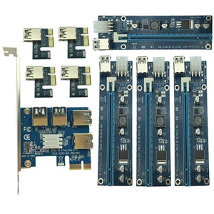 Planet Gates PCIe 1 to 4 Mining Card PCI Express 16X Slots Riser Card PCI-E 1X to 16x External PCI-e Slot Adapter Port Multiplier for BTC