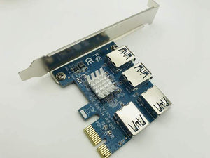 Planet Gates PCIe 1 to 4 Mining Card PCI Express 16X Slots Riser Card PCI-E 1X to 16x External PCI-e Slot Adapter Port Multiplier for BTC