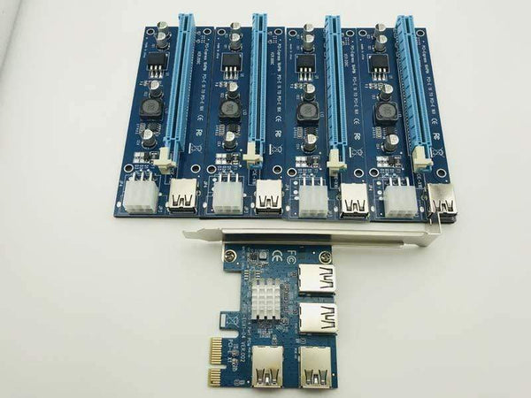 Planet Gates PCIe 1 to 4 Mining Card PCI Express 16X Slots Riser Card PCI-E 1X to 16x External PCI-e Slot Adapter Port Multiplier for BTC